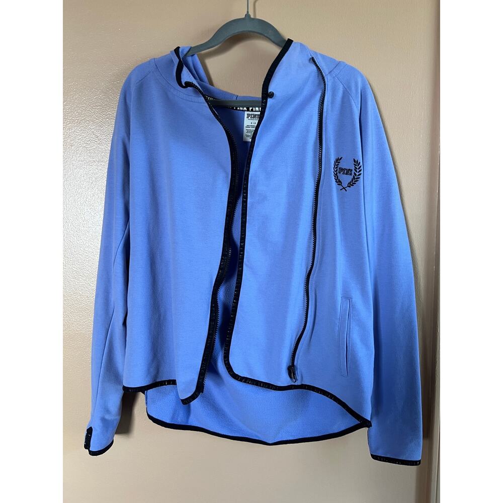 VS PINK Victoria Secret Full Zip Hoodie Womens Small Periwinkle Blue Logo 2015